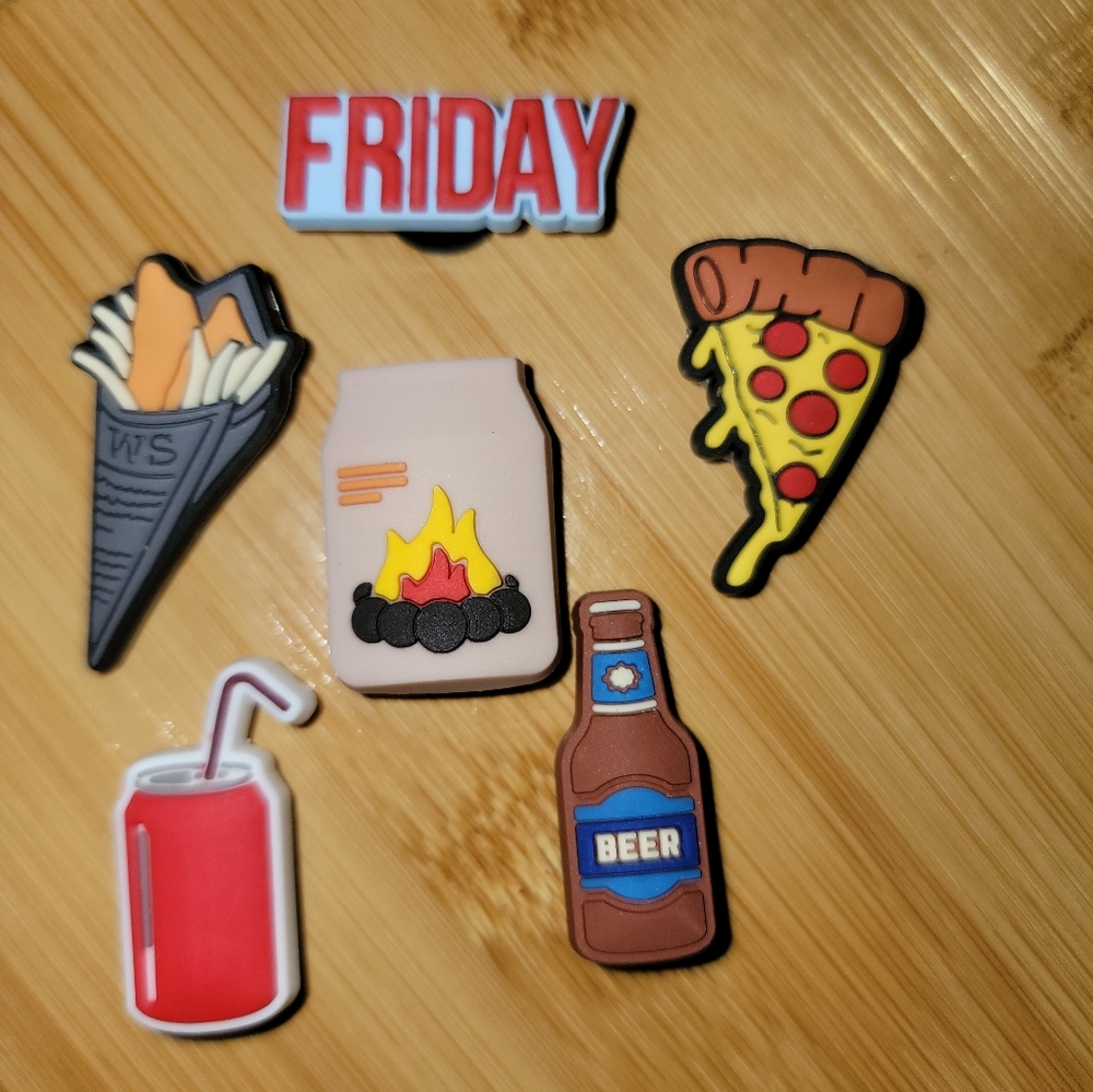 Crocs Croc Charms lot of 6‎  Friday Themed Jibbitz  New